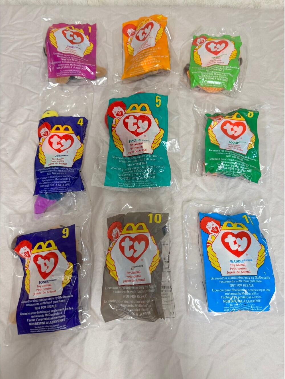 1998 McDonald's Ty Teenie Beanie Babies Lot of 9 Sealed